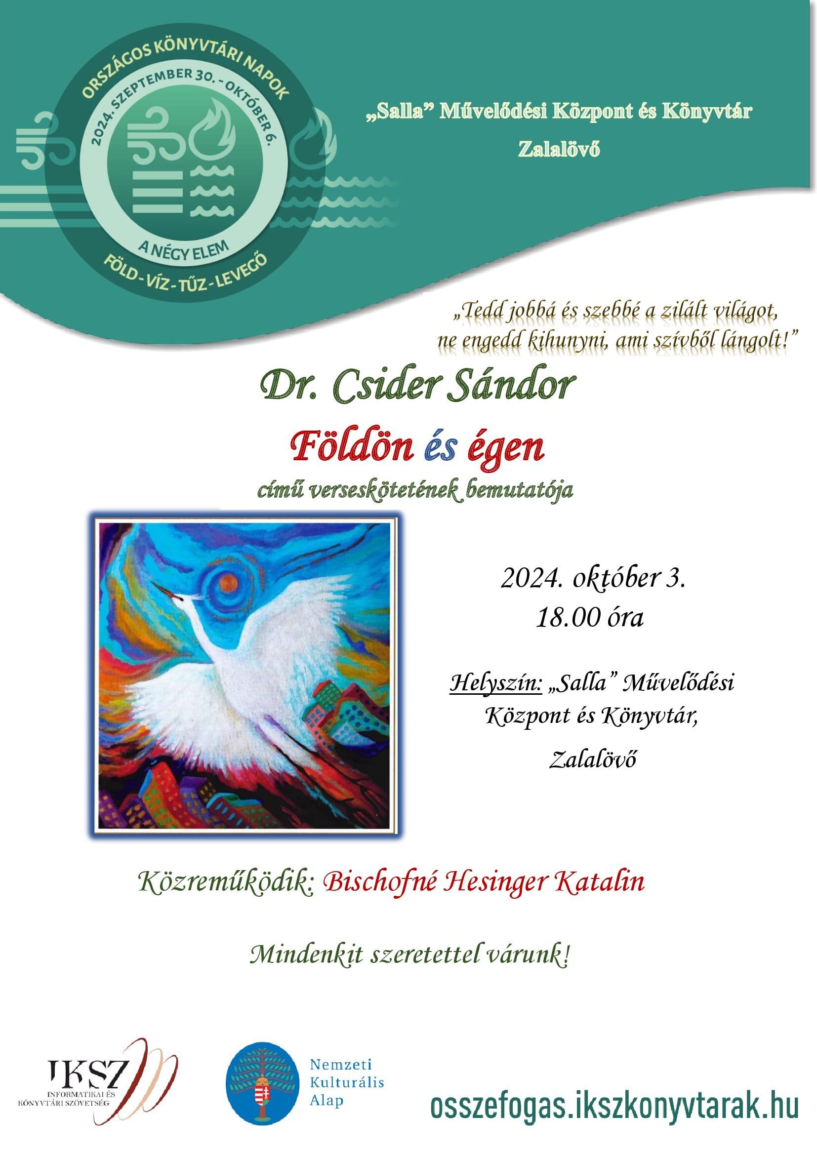 Dr. Csider Sándor Földön és égen című verseskötetének bemutatója
