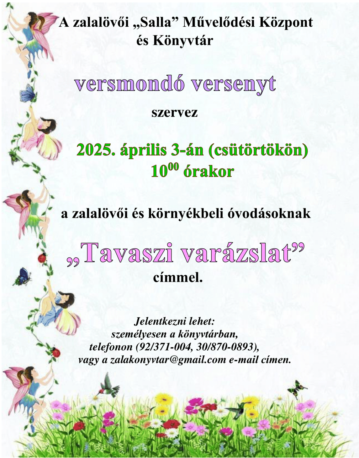 Tavaszi varázslat – versmondó verseny